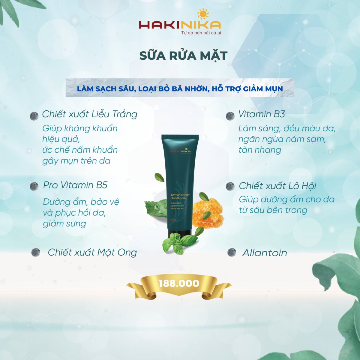 Sữa rửa mặt sạch sâu ngừa mụn HAKINIKA