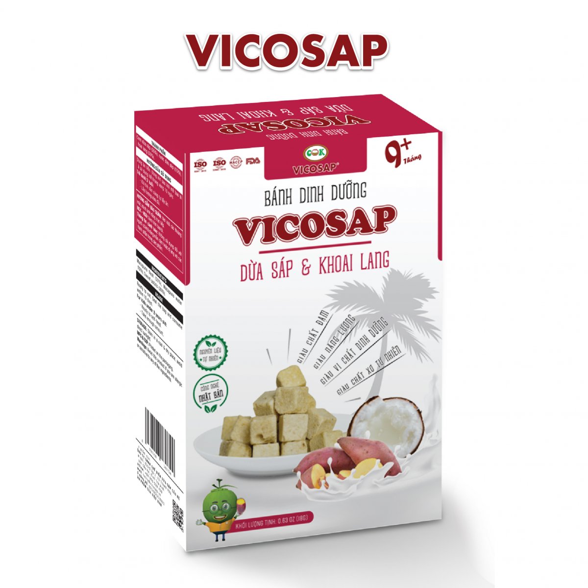 Bánh dinh dưỡng Vicosap dừa sáp & khoai lang 18g