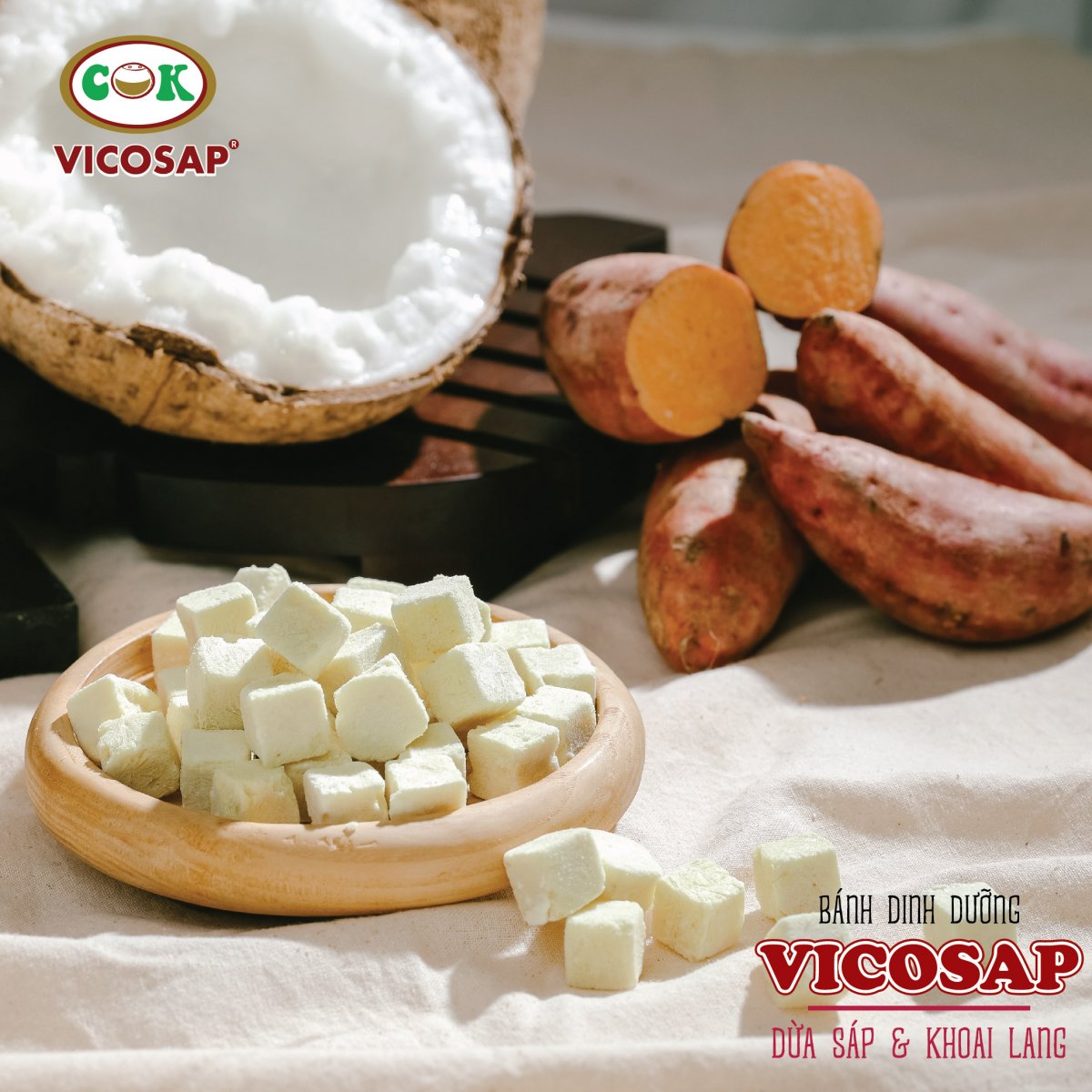 Bánh dinh dưỡng Vicosap dừa sáp & khoai lang 18g