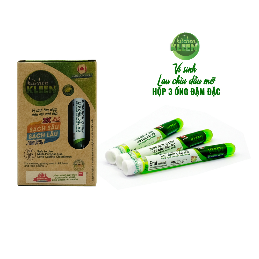 Lau bếp sinh học kitchen KLEEN hộp 3 ống 5ml